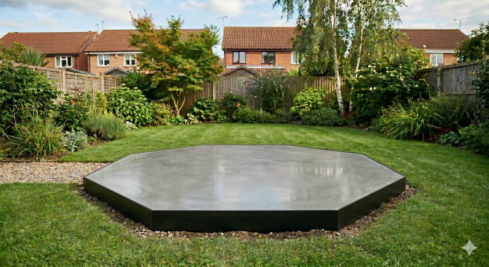 Dalle octogonale implantée en jardin
