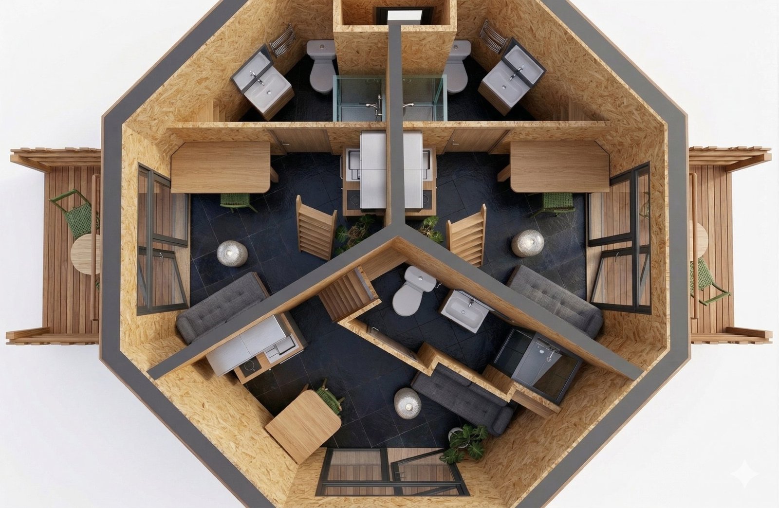 Vue RDC — plan 3 studios
